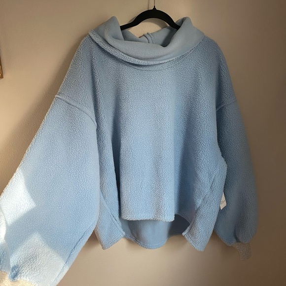 We The Free Elk Mountain Blue Cowl Neck Fleece Pullover...